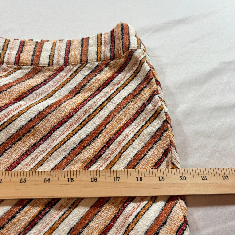 Liz Claiborne Skirt Womens 12 Orange Chevron Stripe Cotton A-Line Career Knee‎